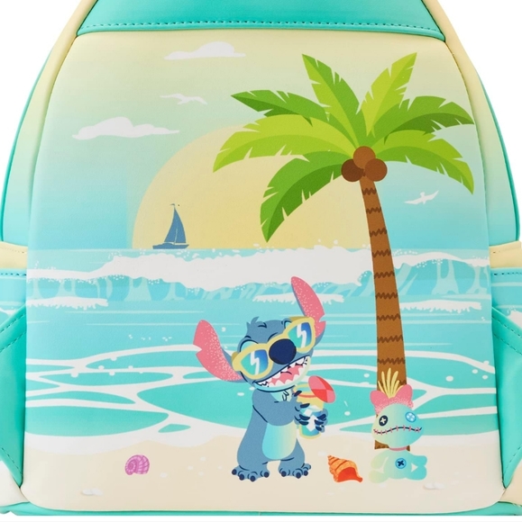 Loungefly Disney Stitch Sandcastle Beach Surprise Mini Backpack Wallet Keychain - Picture 11 of 15